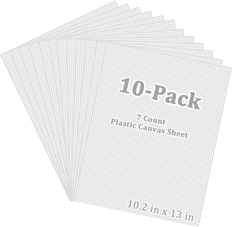 APOCHON 10 Pieces 7 Count Plastic Canvas Sheets 10.2 x 13 Inch Plastic Mesh Canvas Sheet, Plastic Grid Sheet for Garden, Eye Mesh for Embroidery, Knit Crochet Projects, DIY Handicraft and Make Dividers - Image 1